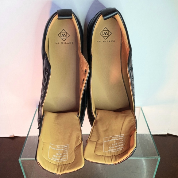 La Milano Black Lace-up Spike Shoes - Style Rock - Men Size 12 - Picture 11 of 12